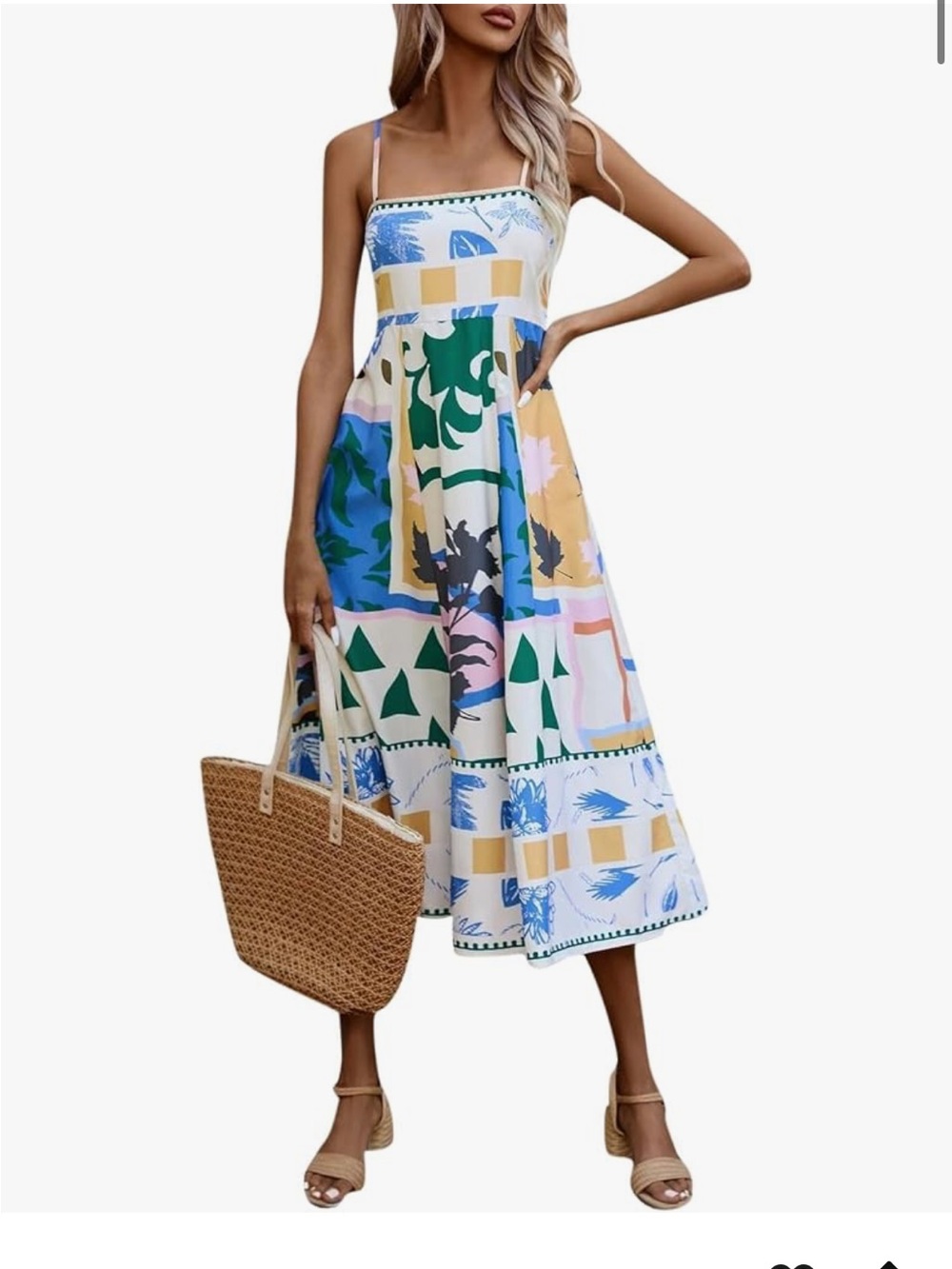 Sleeveless Multi-Color Printed Midi Dress